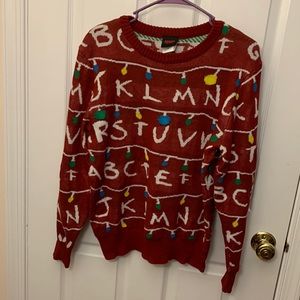 NWOT Stranger Things knit light up Christmas sweater string lights unisex medium
